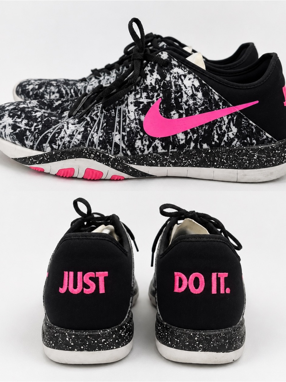 Nike Free Print Women’s Size 8.5 Black White Pink